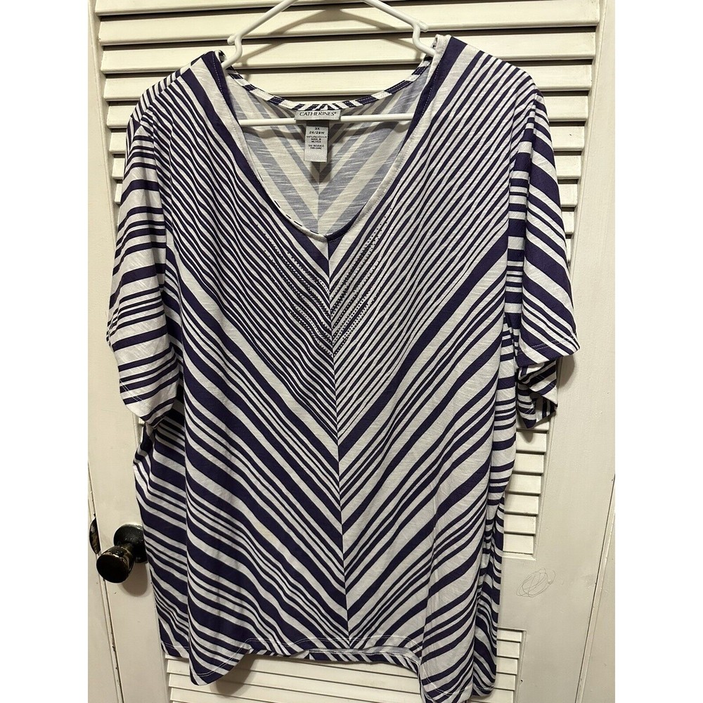 Catherines 3X Purple Striped Top